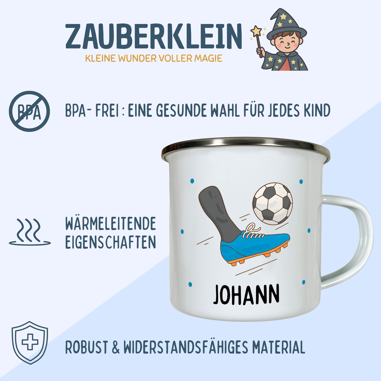 Emaille Tasse Fußball