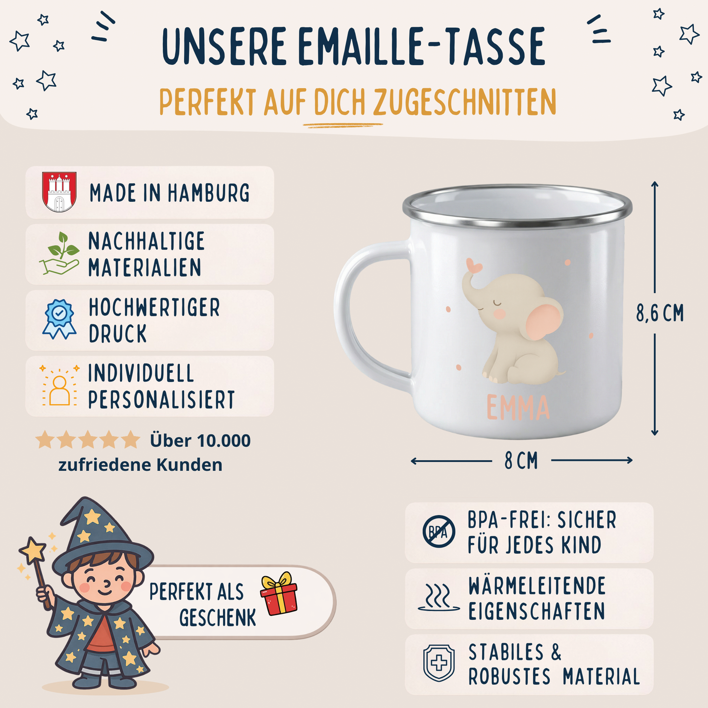 Emaille Tasse Mädchen