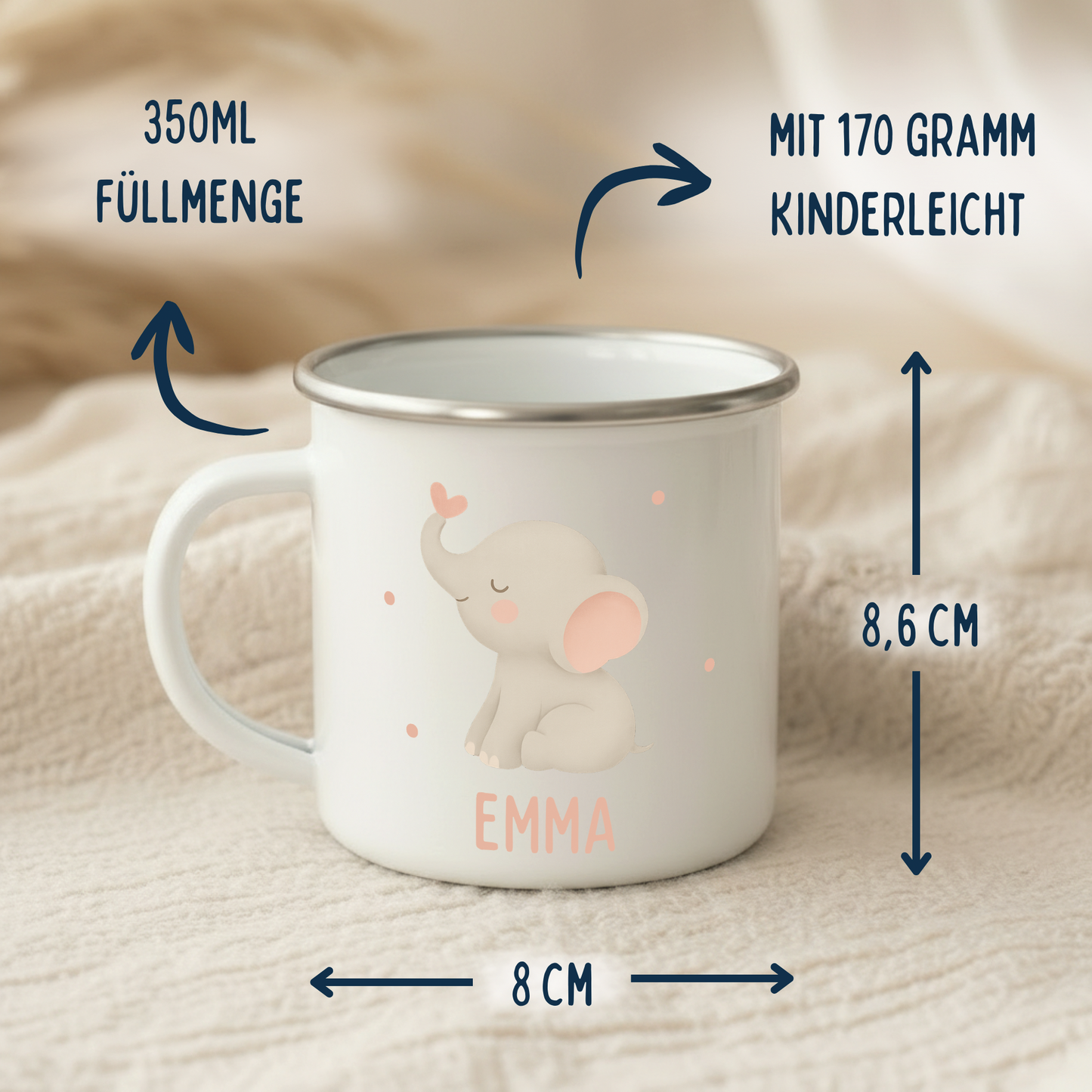 Emaille Tasse Mädchen