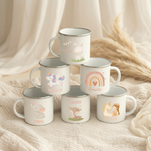 Emaille Tasse Mädchen