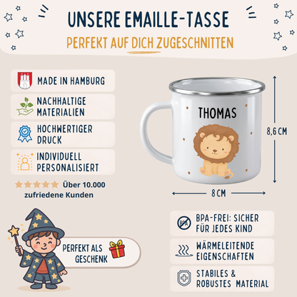 Emaille Tasse Tiere mit Punkten