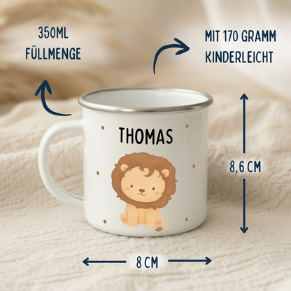 Emaille Tasse Tiere mit Punkten