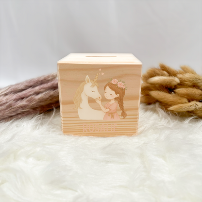 Holzspardose Mädchen