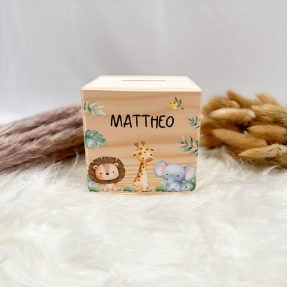 Holzspardose personalisiert