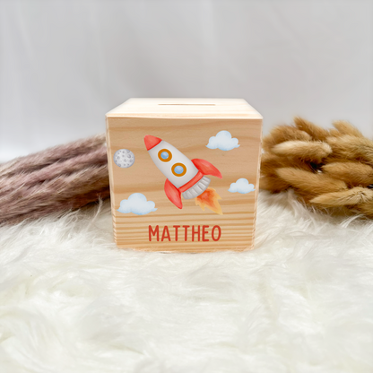 Holzspardose personalisiert