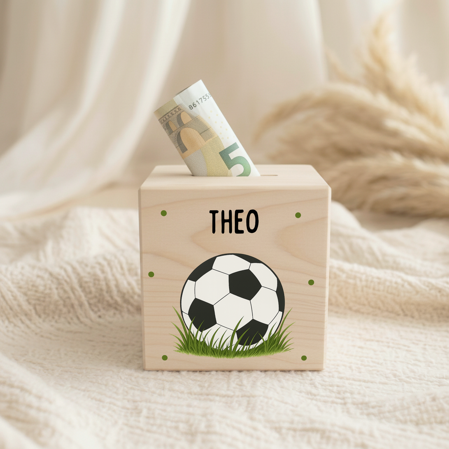 Holzspardose Fußball
