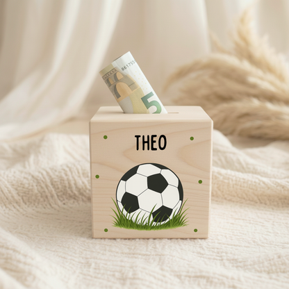 Holzspardose Fußball