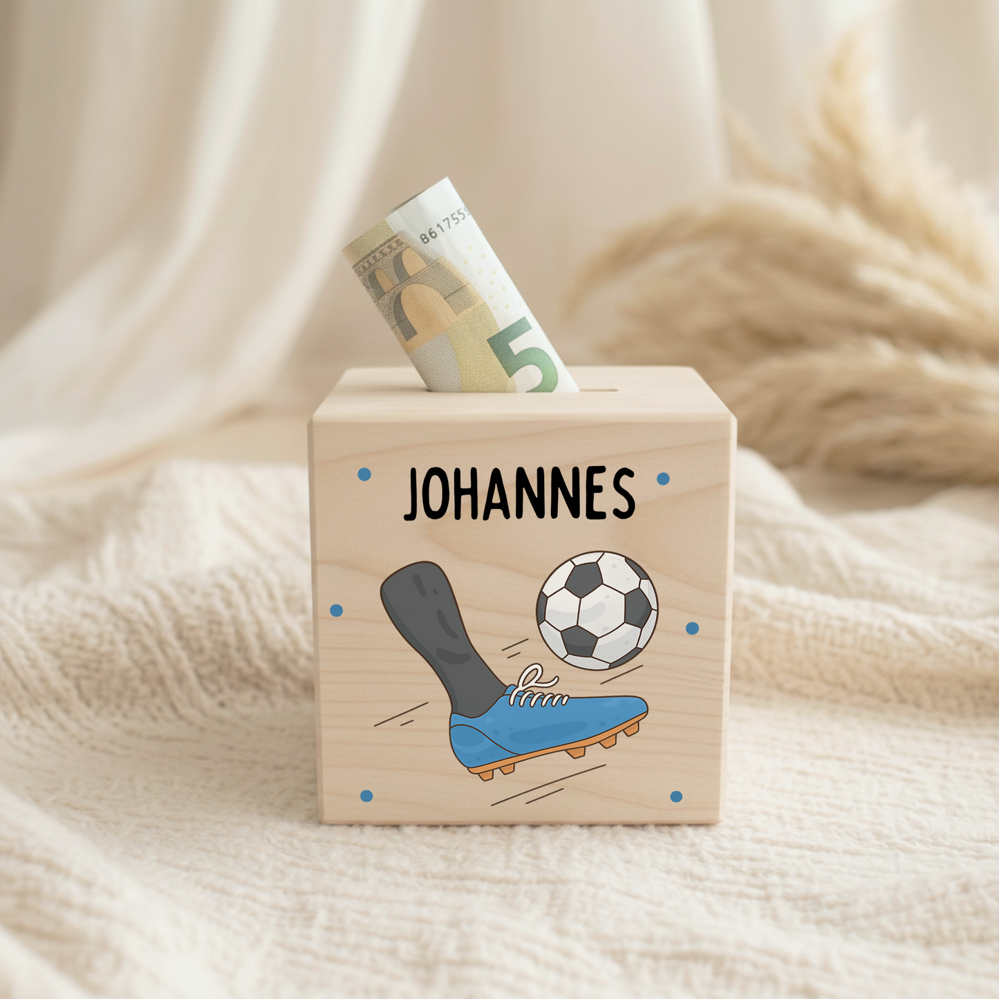 Holzspardose Fußball