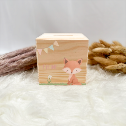 Holzspardose Tiere auf Gras