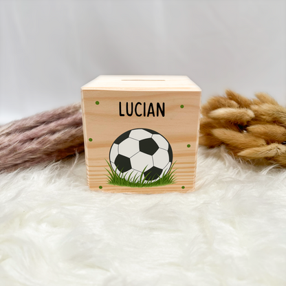 Holzspardose Fußball