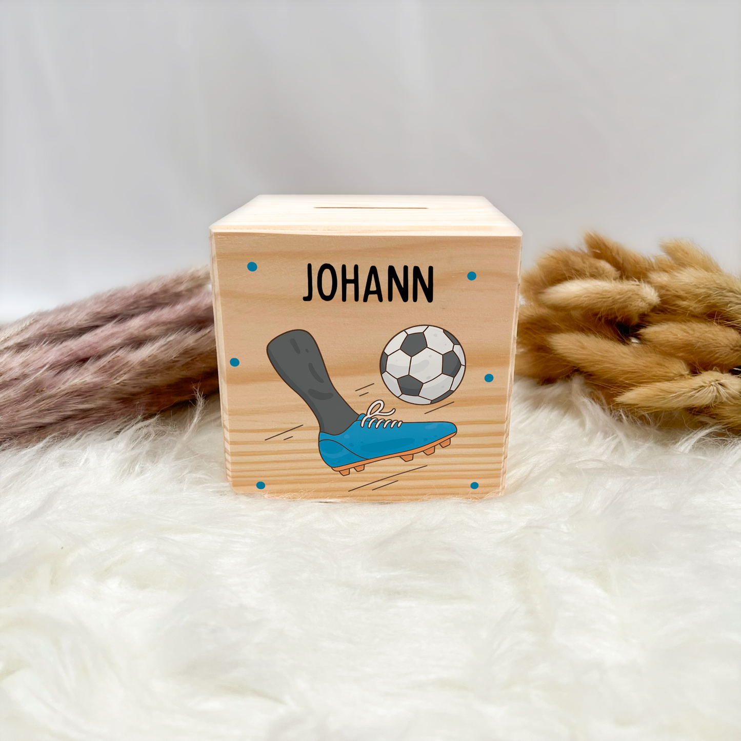 Holzspardose Fußball