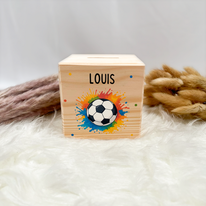 Holzspardose Fußball