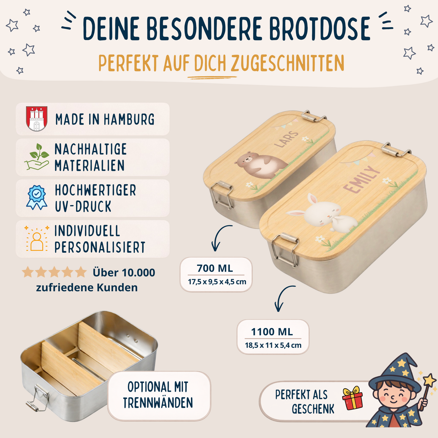 Brotdose Tiere mit Gras