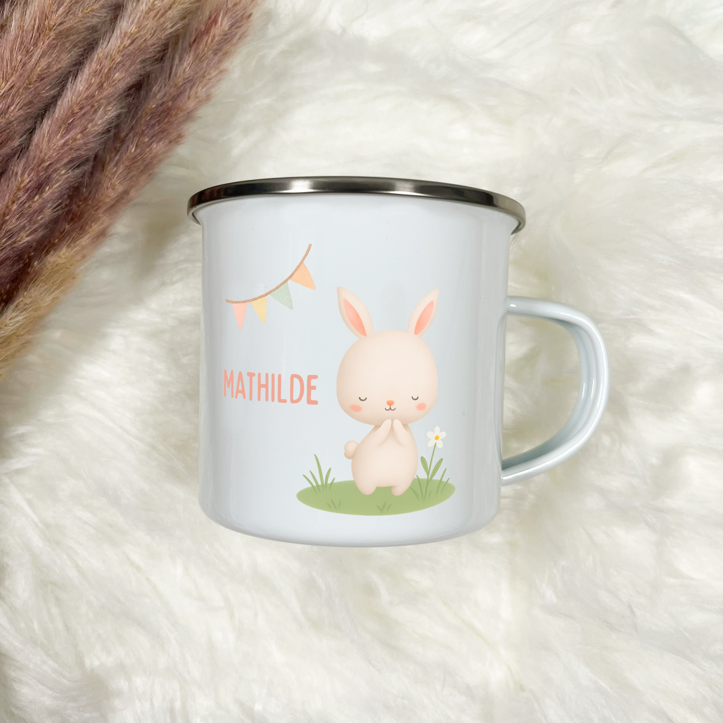 Emaille Tasse Mädchen