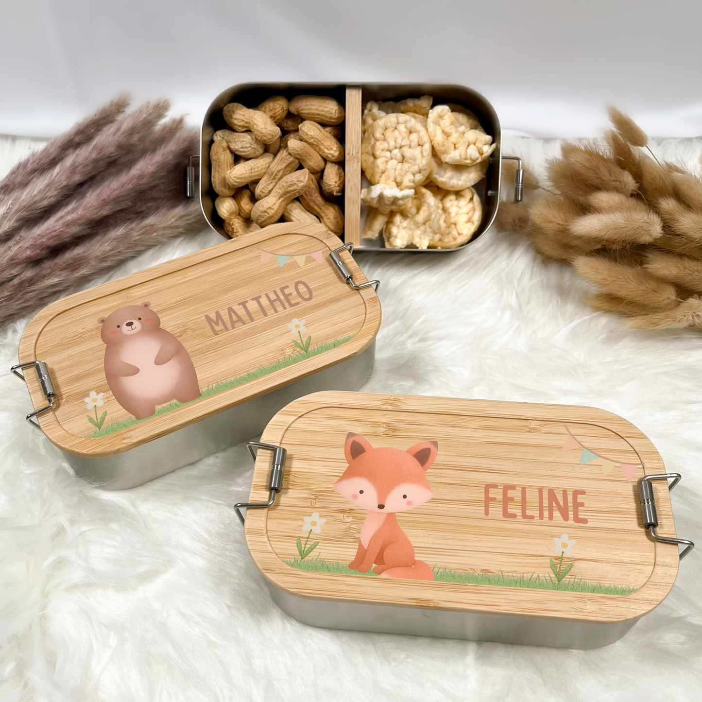 Brotdose Tiere mit Gras