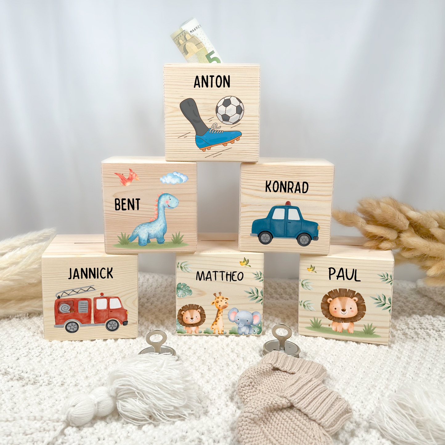 Holzspardose personalisiert