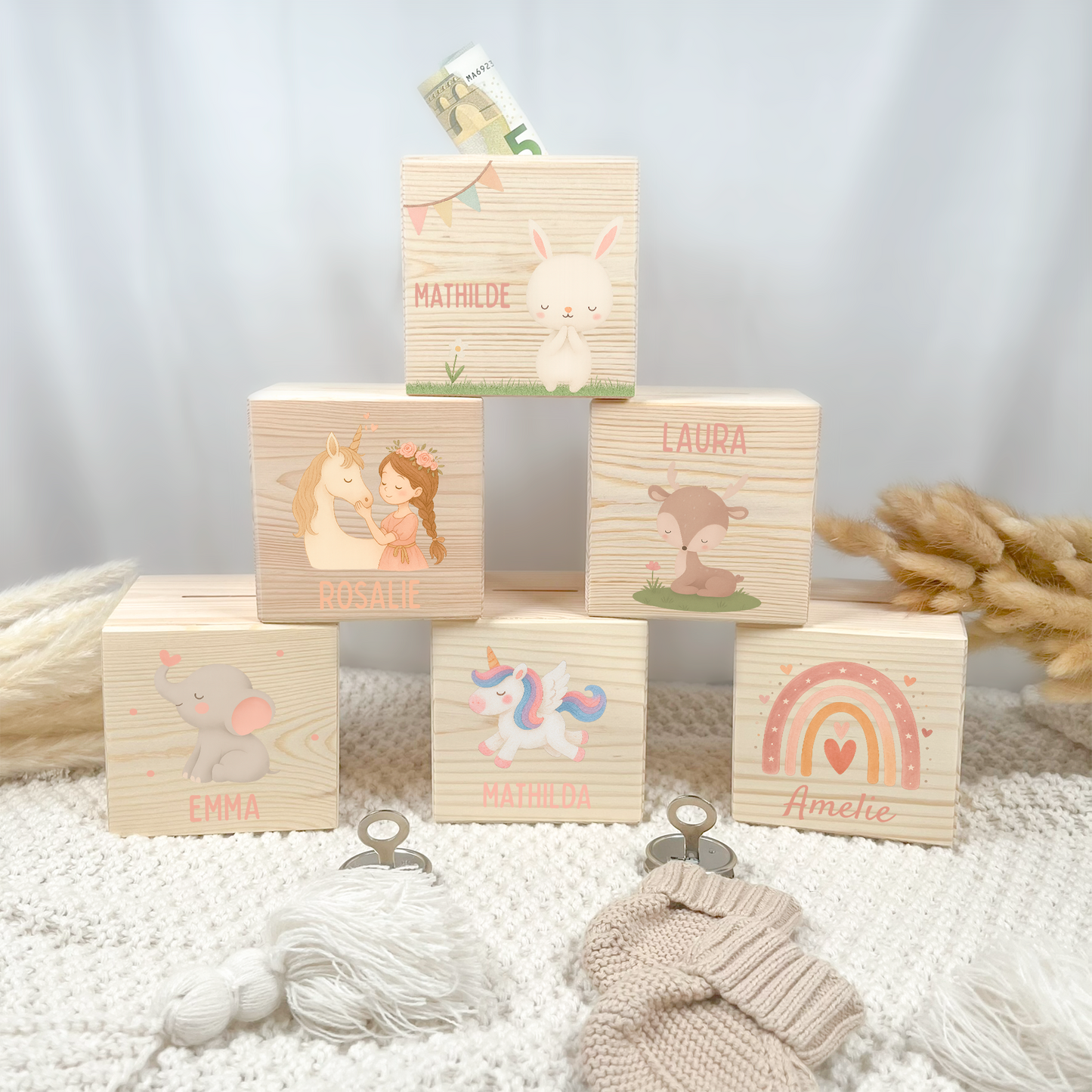 Holzspardose Mädchen