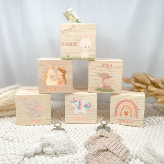 Holzspardose Mädchen