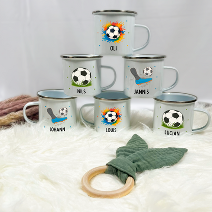 Emaille Tasse Fußball