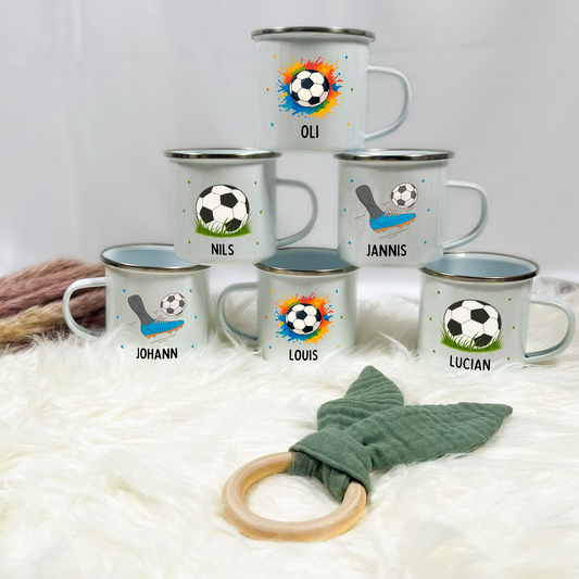 Emaille Tasse Fußball