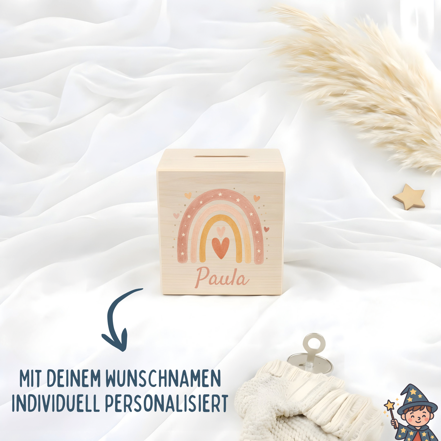 Holzspardose Mädchen