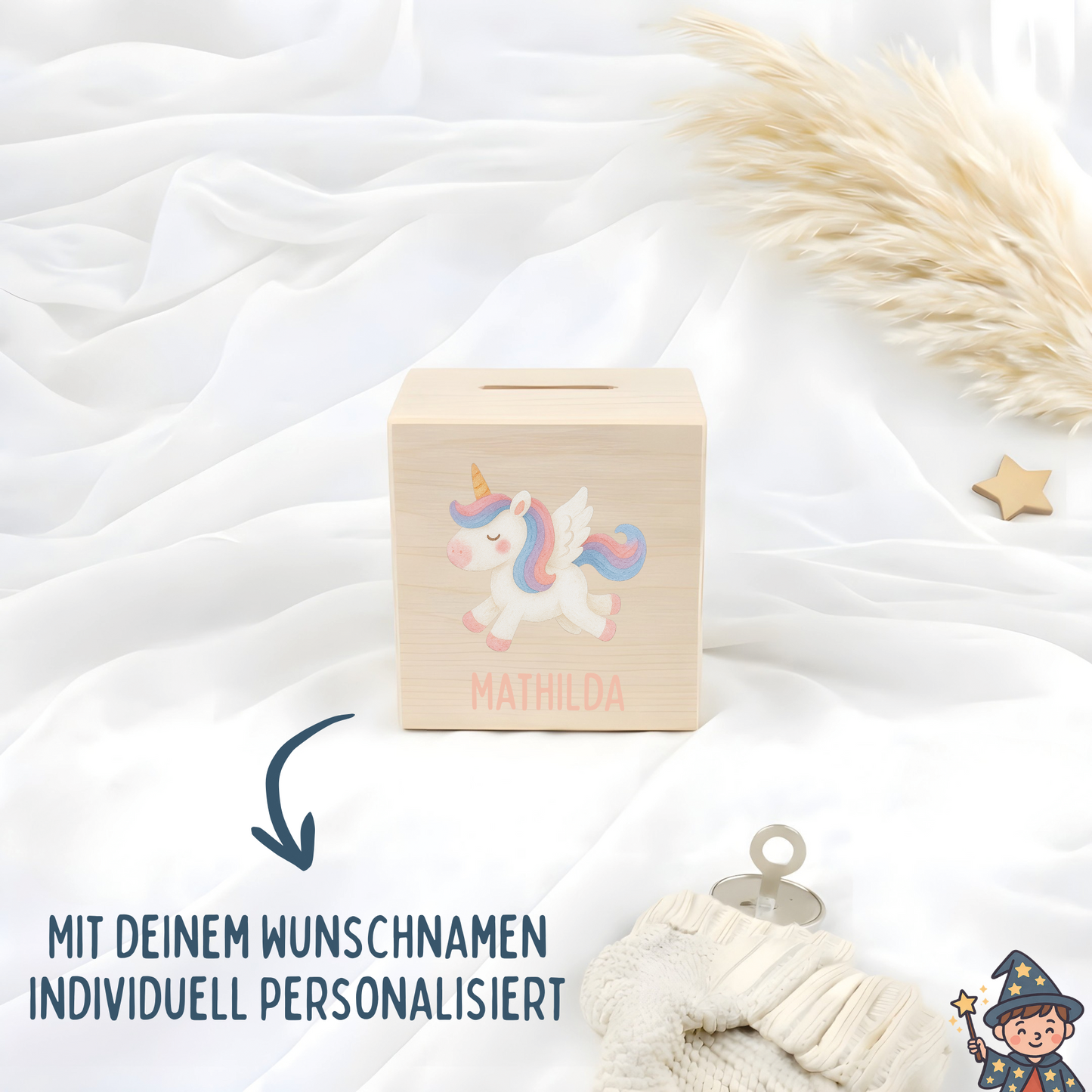 Holzspardose Mädchen