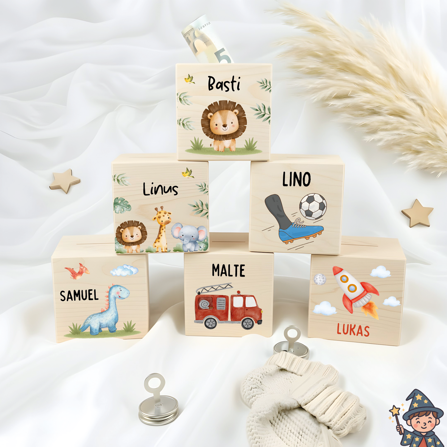 Holzspardose personalisiert