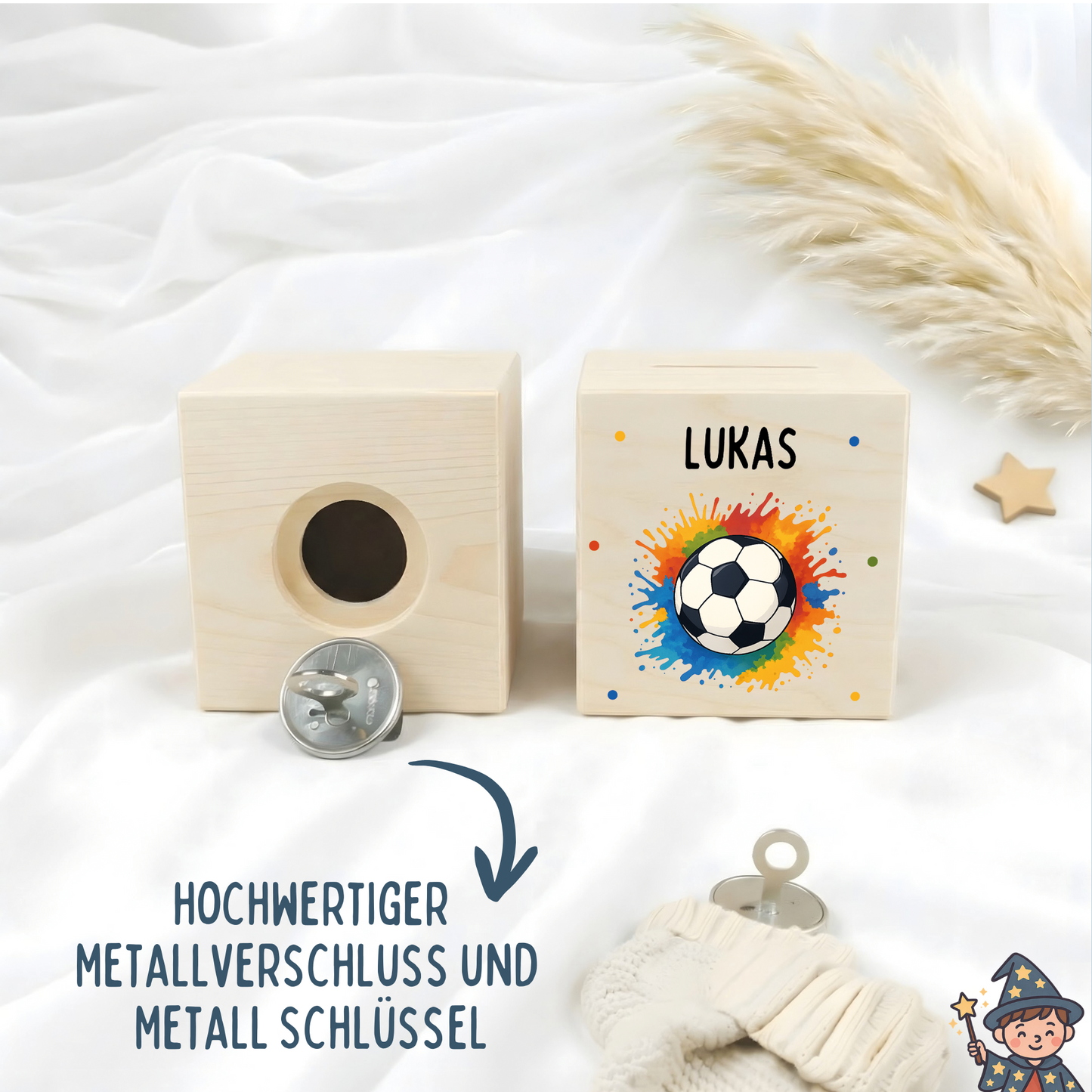 Holzspardose Fußball