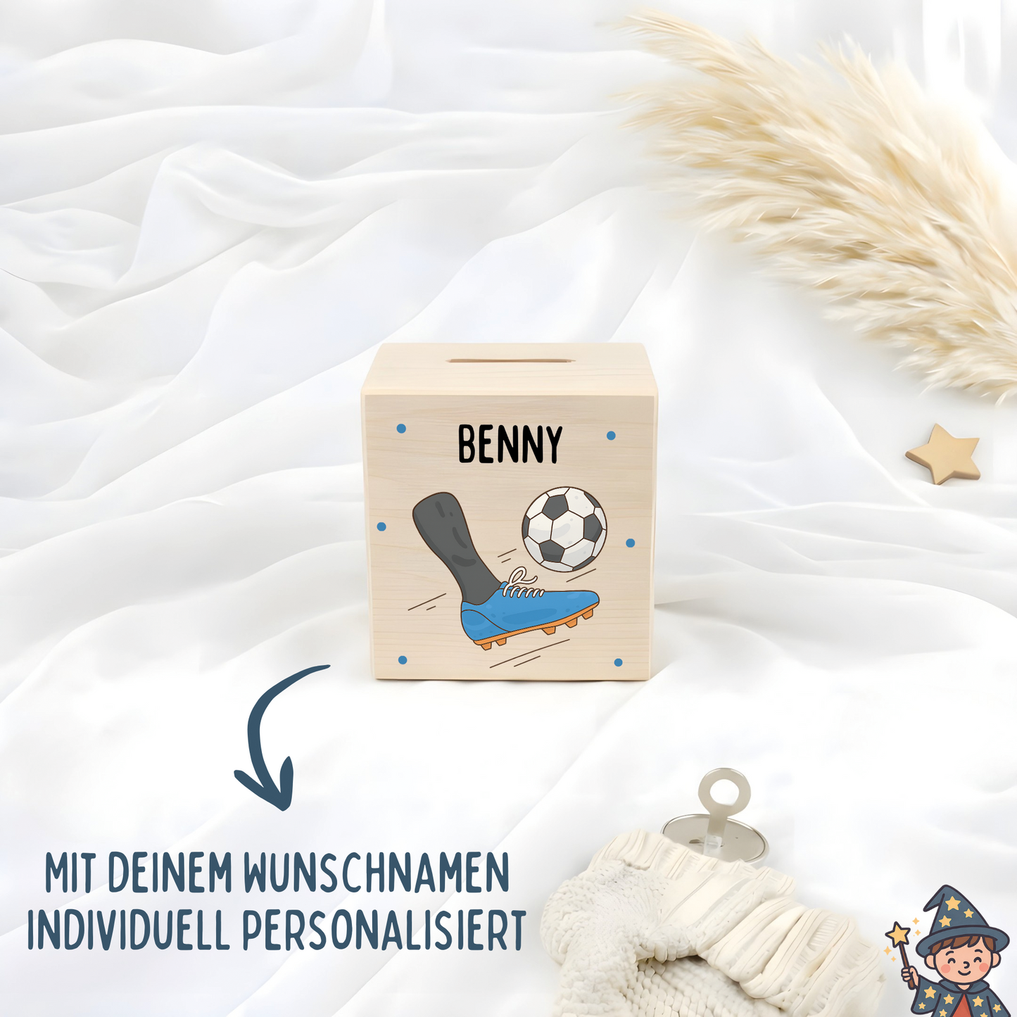 Holzspardose Fußball