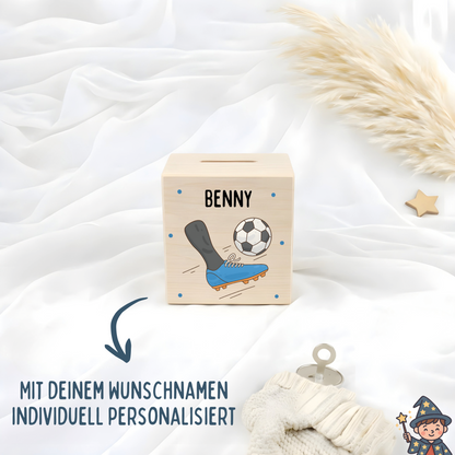 Holzspardose Fußball