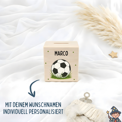 Holzspardose Fußball