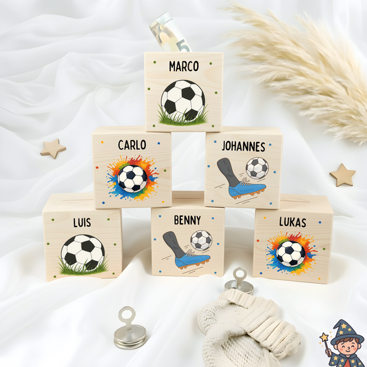 Holzspardose Fußball