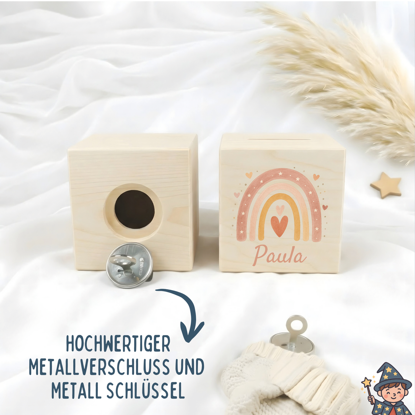 Holzspardose Mädchen