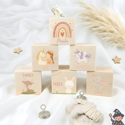 Holzspardose Mädchen