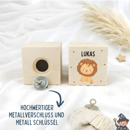 Holzspardose Tiere mit Punkten