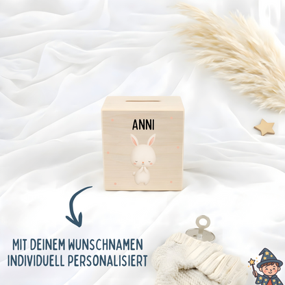 Holzspardose Tiere mit Punkten