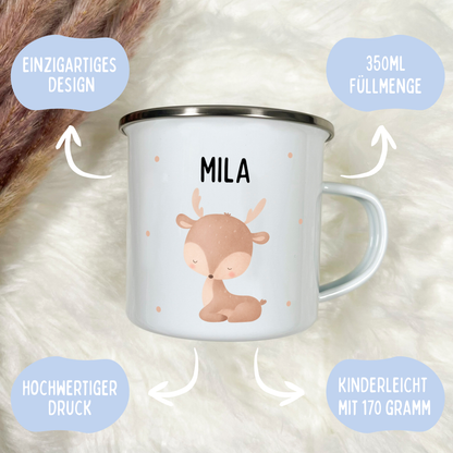 Emaille Tasse Tiere mit Punkten