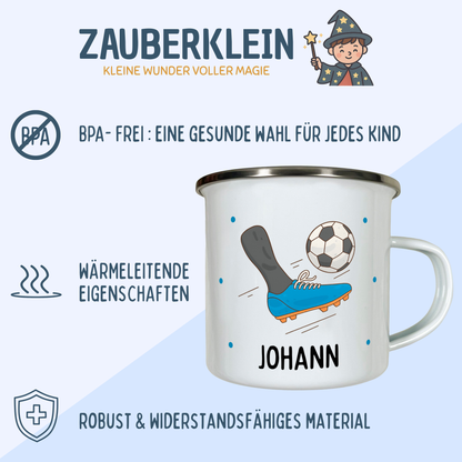 Emaille Tasse Fußball