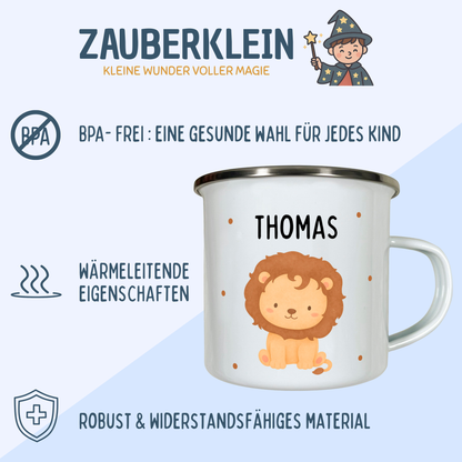 Emaille Tasse Tiere mit Punkten