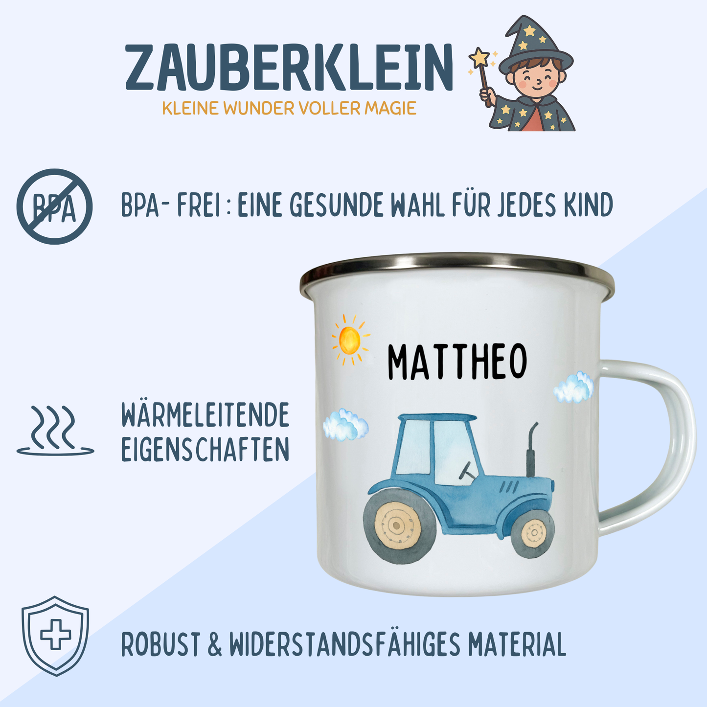 Emaille Tasse Traktor