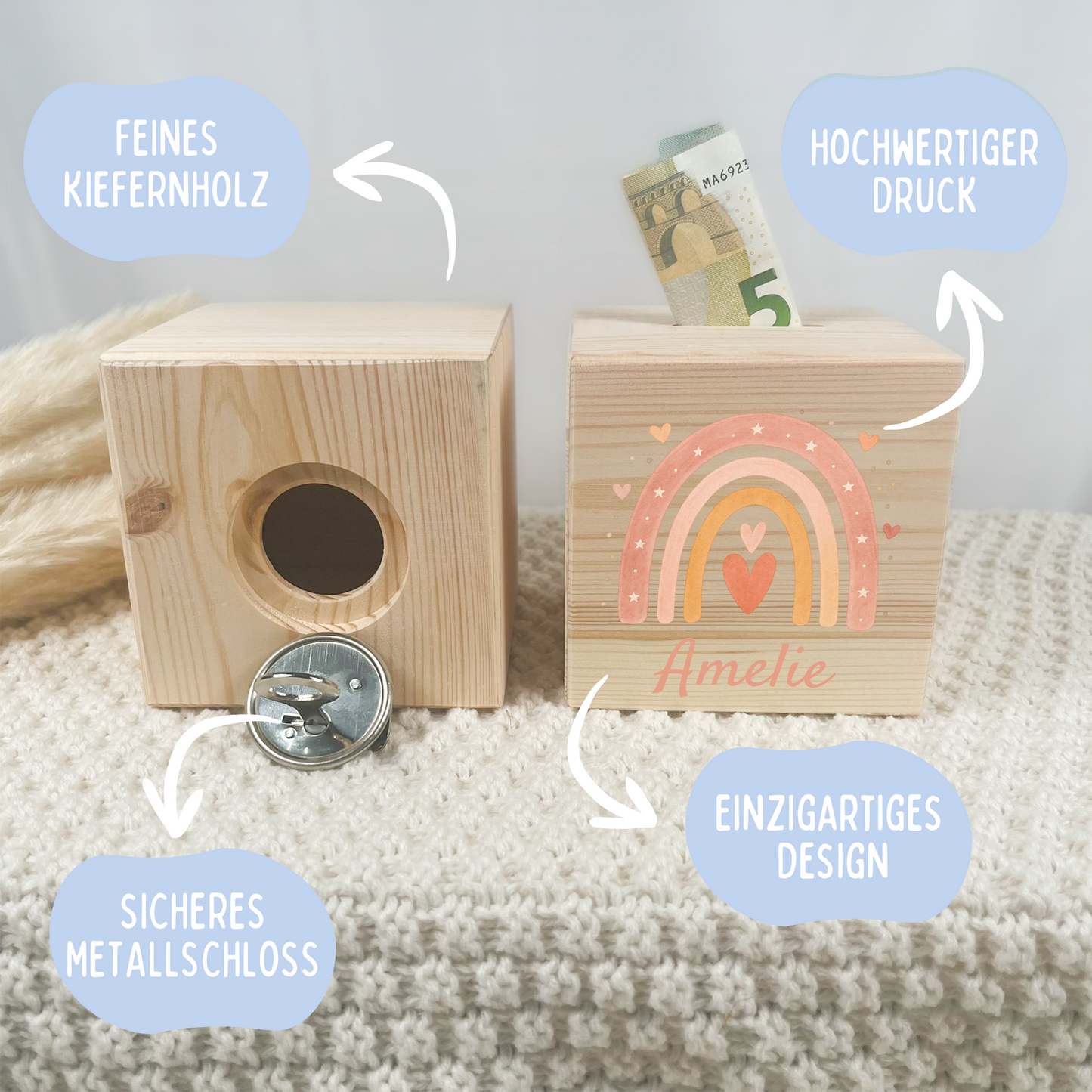 Holzspardose Mädchen