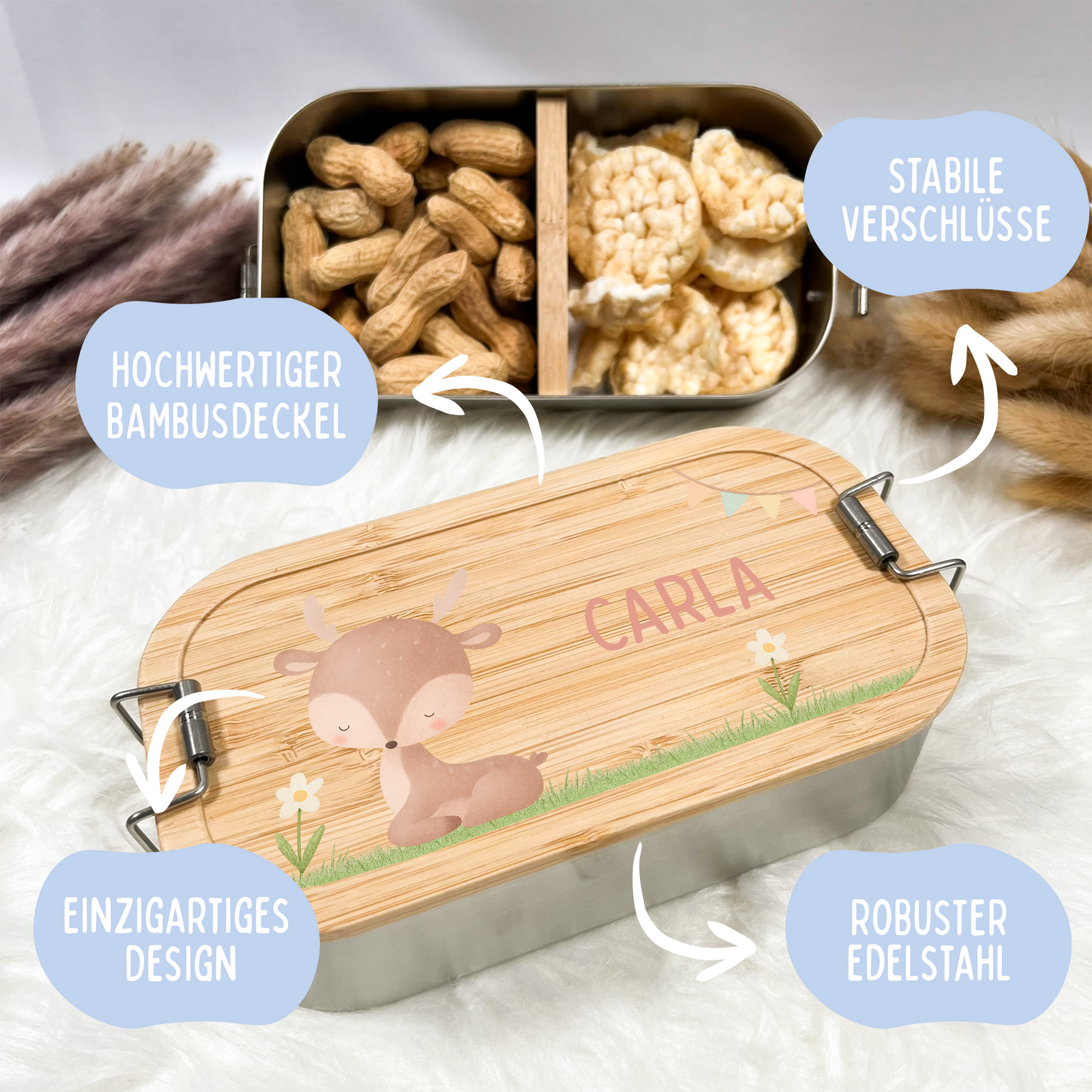 Brotdose Tiere mit Gras