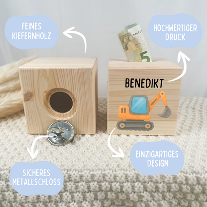 Holzspardose Jungen