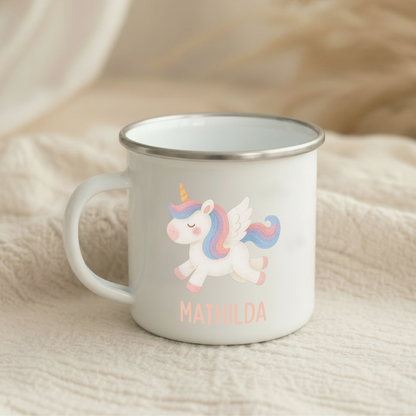Emaille Tasse Mädchen
