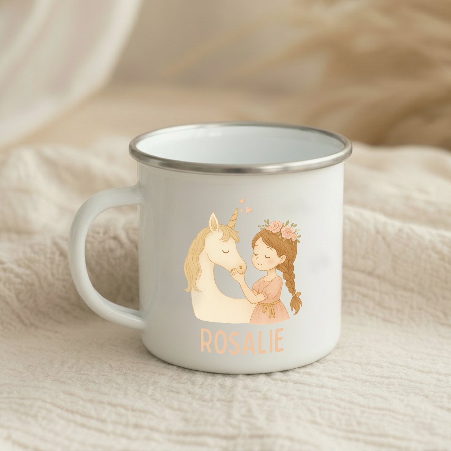 Emaille Tasse Mädchen