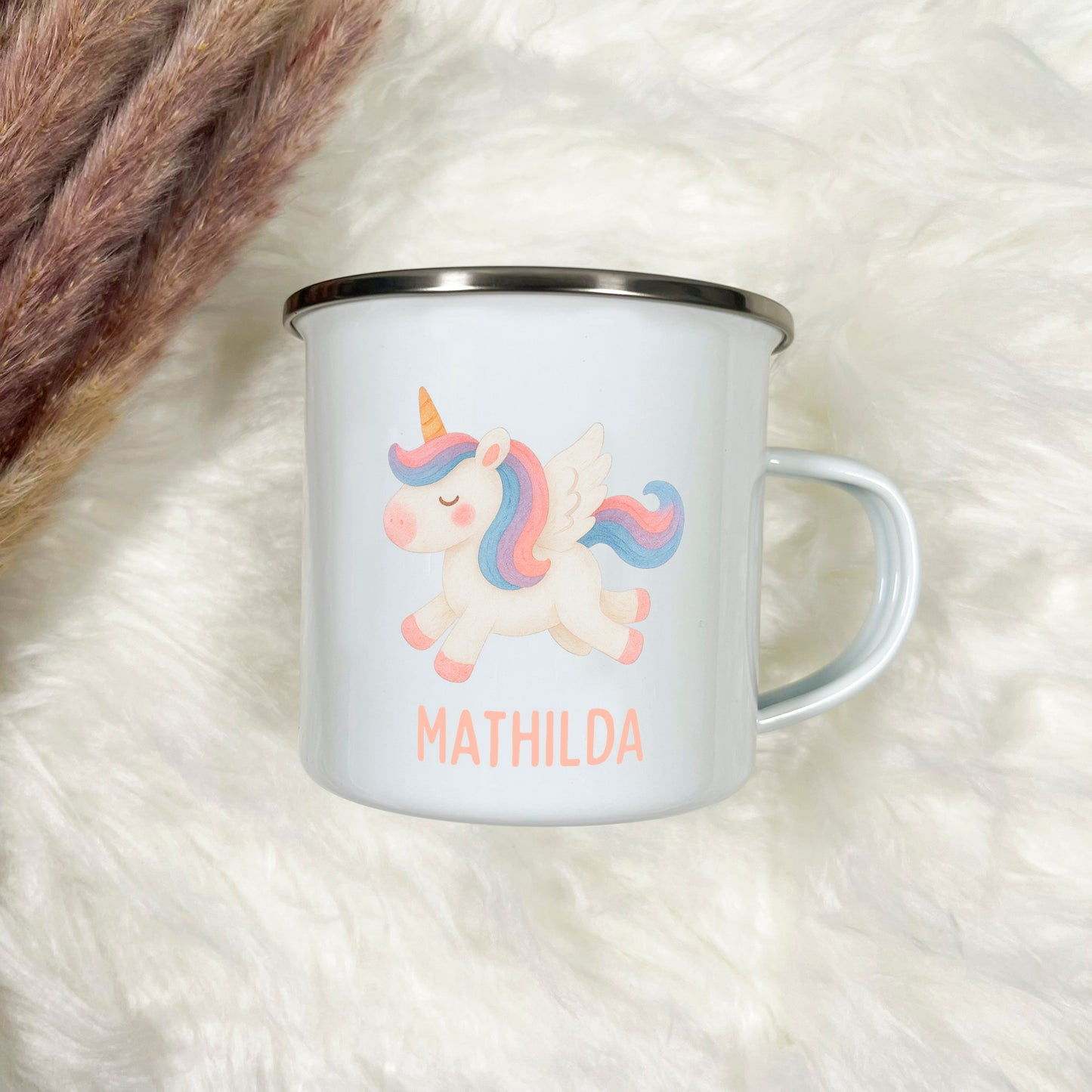 Emaille Tasse Mädchen