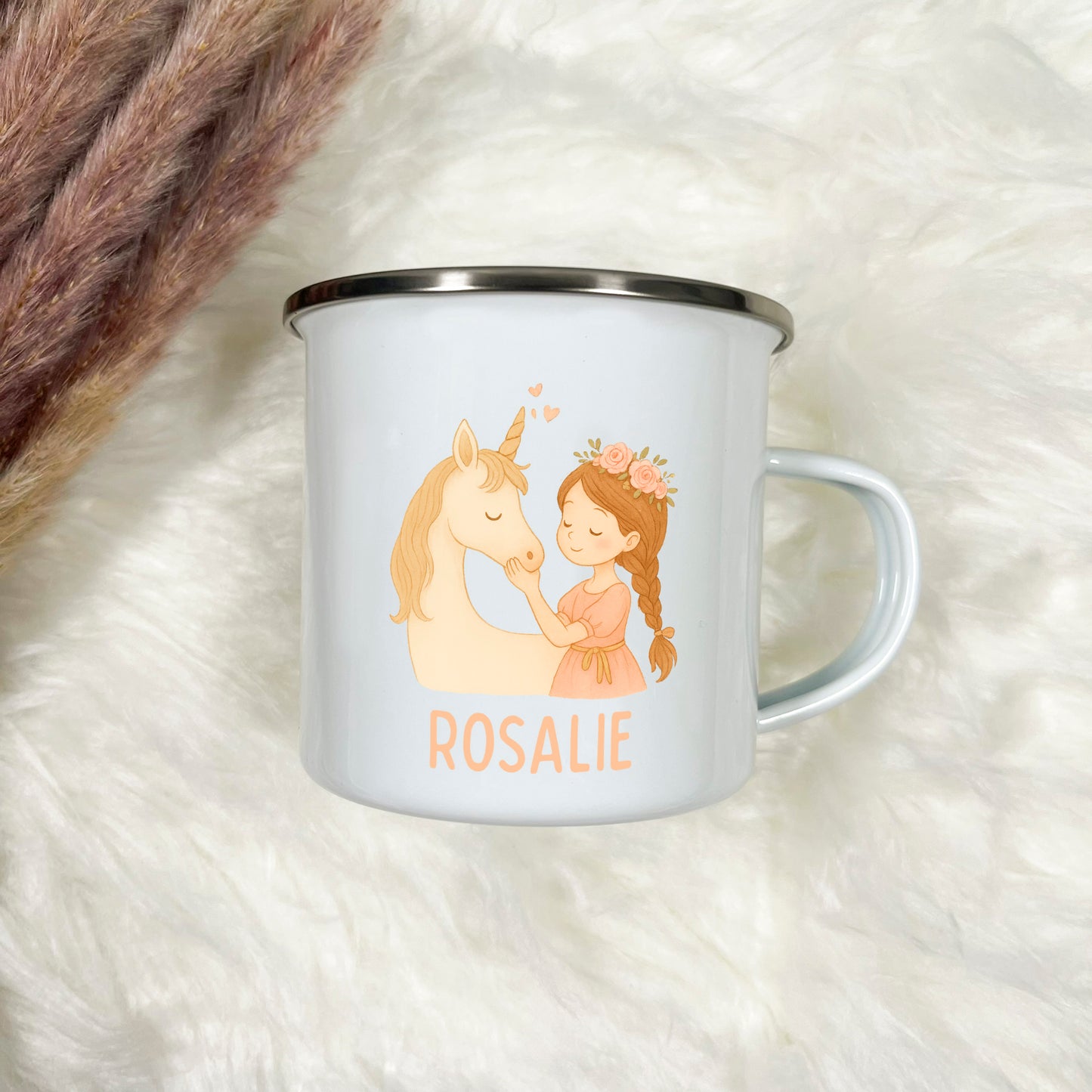 Emaille Tasse Mädchen