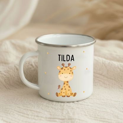 Emaille Tasse Tiere mit Punkten