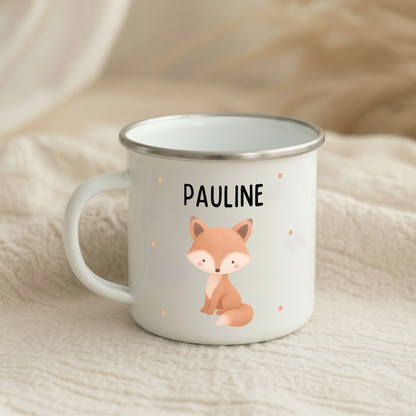 Emaille Tasse Tiere mit Punkten
