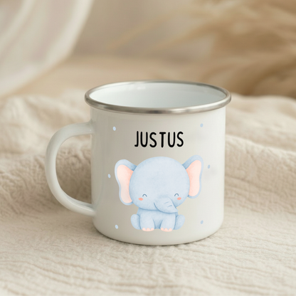 Emaille Tasse Tiere mit Punkten